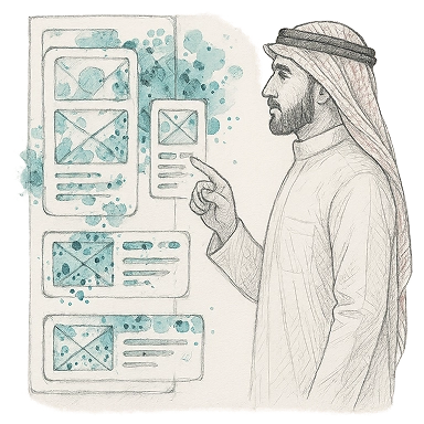 تصميم واجهة تطبيق أو موقع أولي