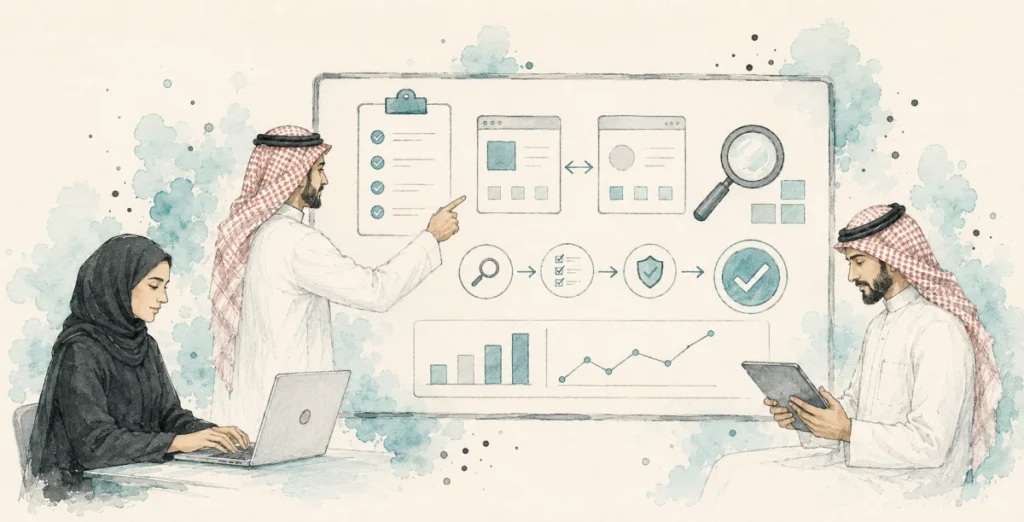 خطوات الفحص في معيار بلس - جودة تنفيذ المعايير في المنصات الحكومية؟