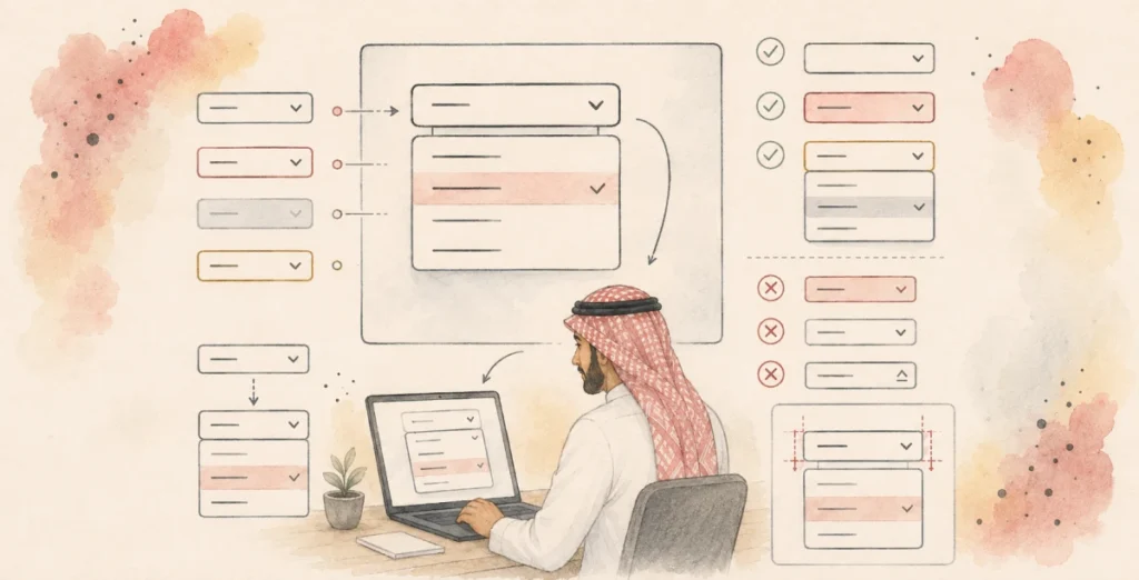 معيار القائمة المنسدلة في كود المنصات